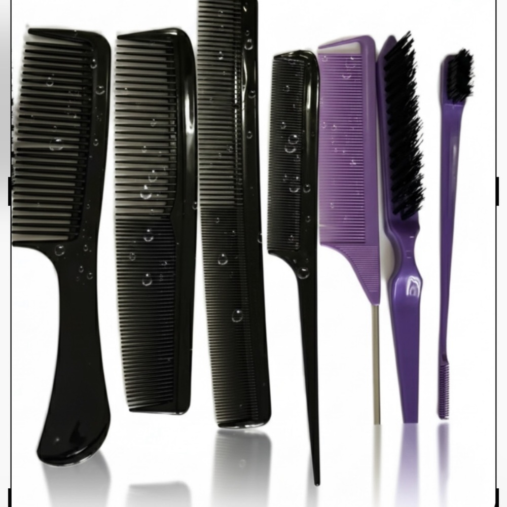 Sleek Black and Purple Grooming Comb Set